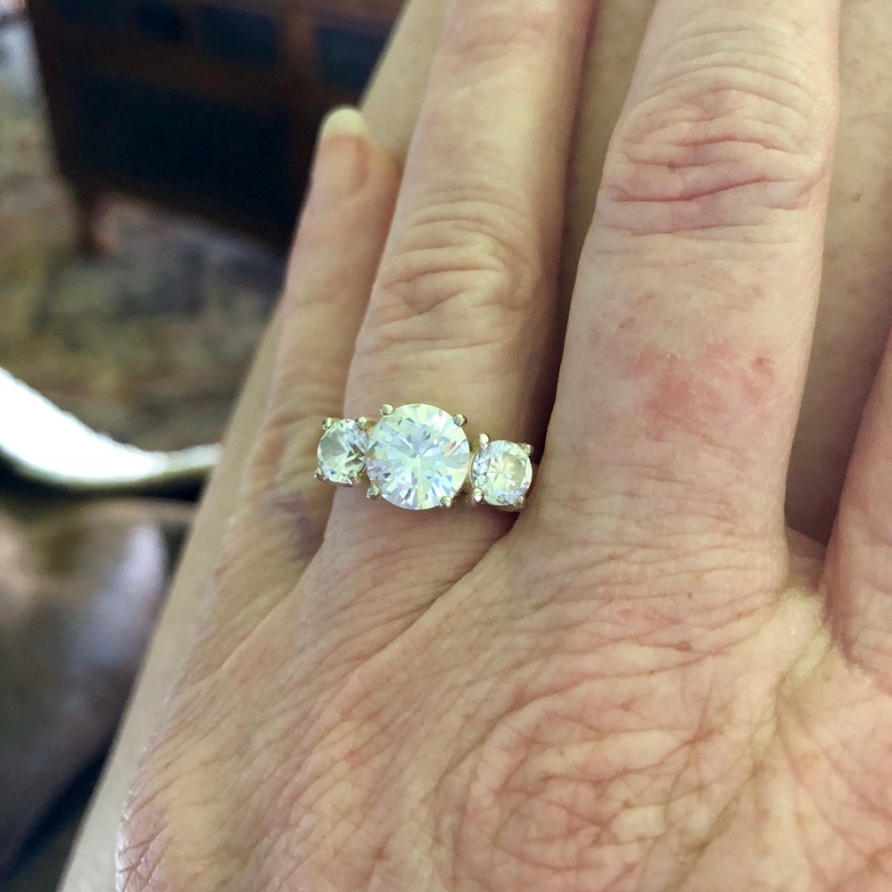 Beautiful Cubic Zirconium 3 Stone Ring